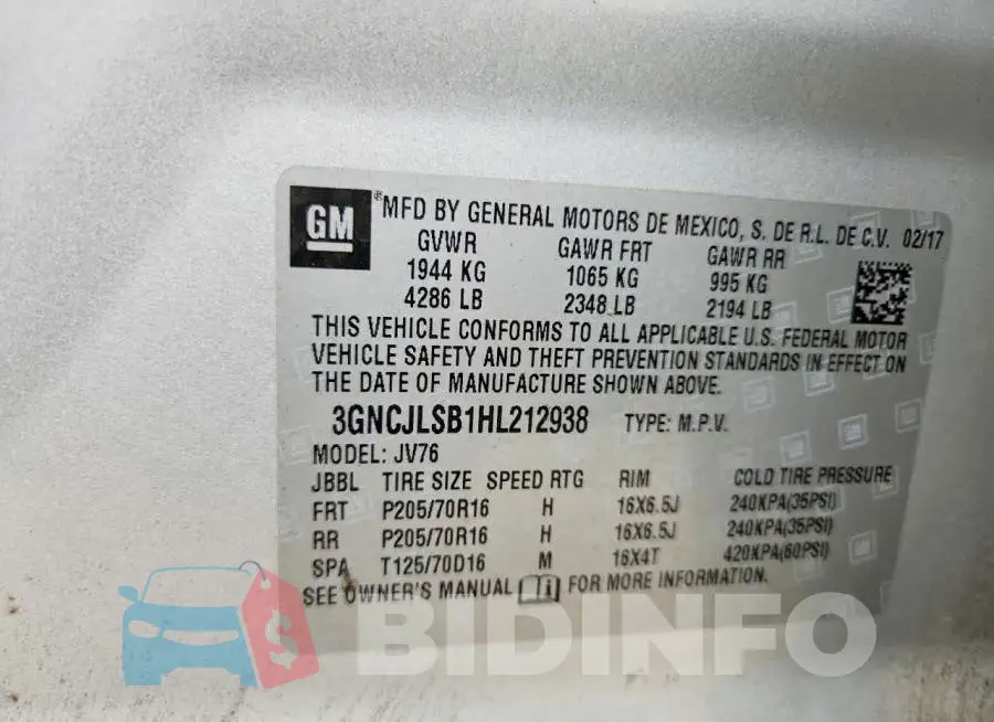 3GNCJLSB1HL212938 Photo# 14