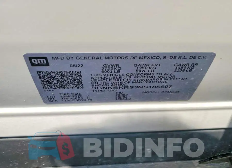 3GNKBKRS3NS185607 Photo# 13