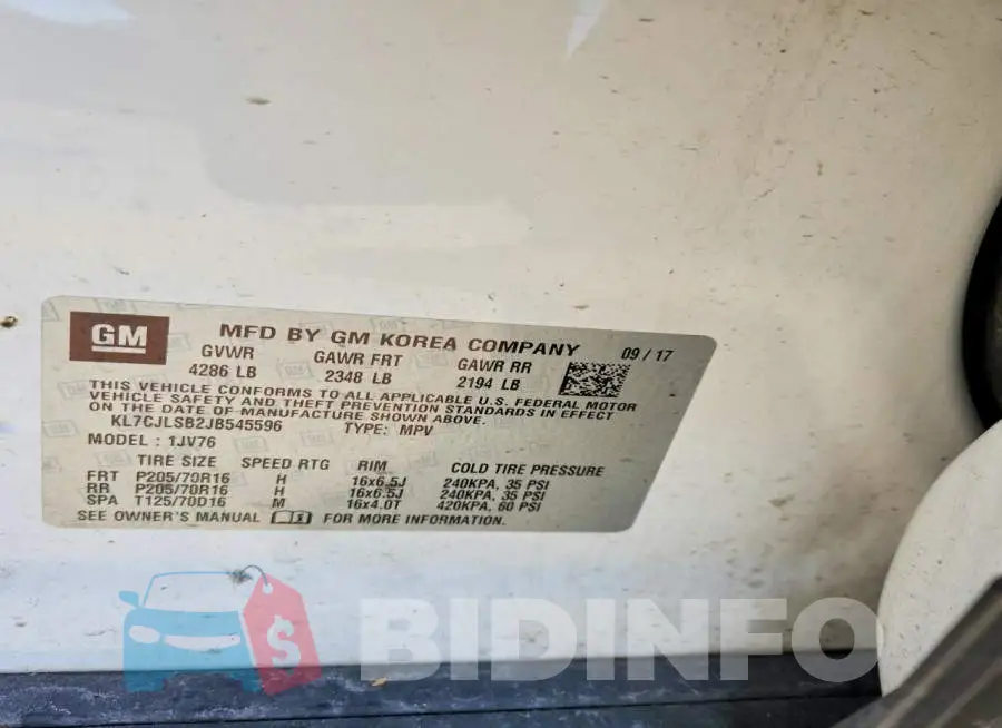 KL7CJLSB2JB545596 Photo# 12