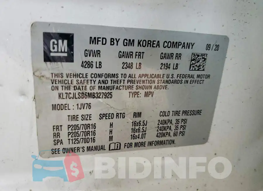 KL7CJLSB6MB327925 Photo# 12