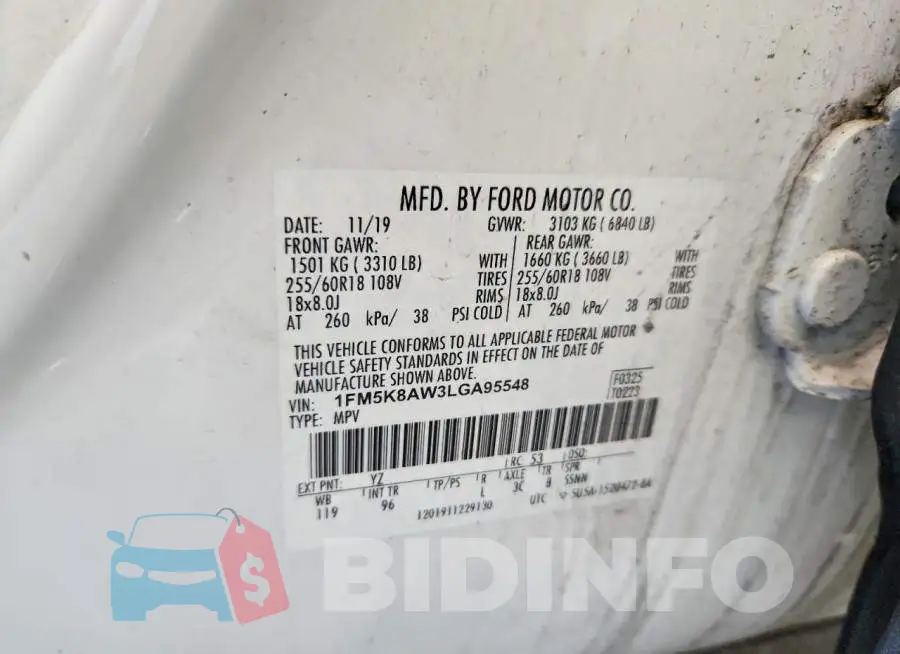 1FM5K8AW3LGA95548 Photo# 12