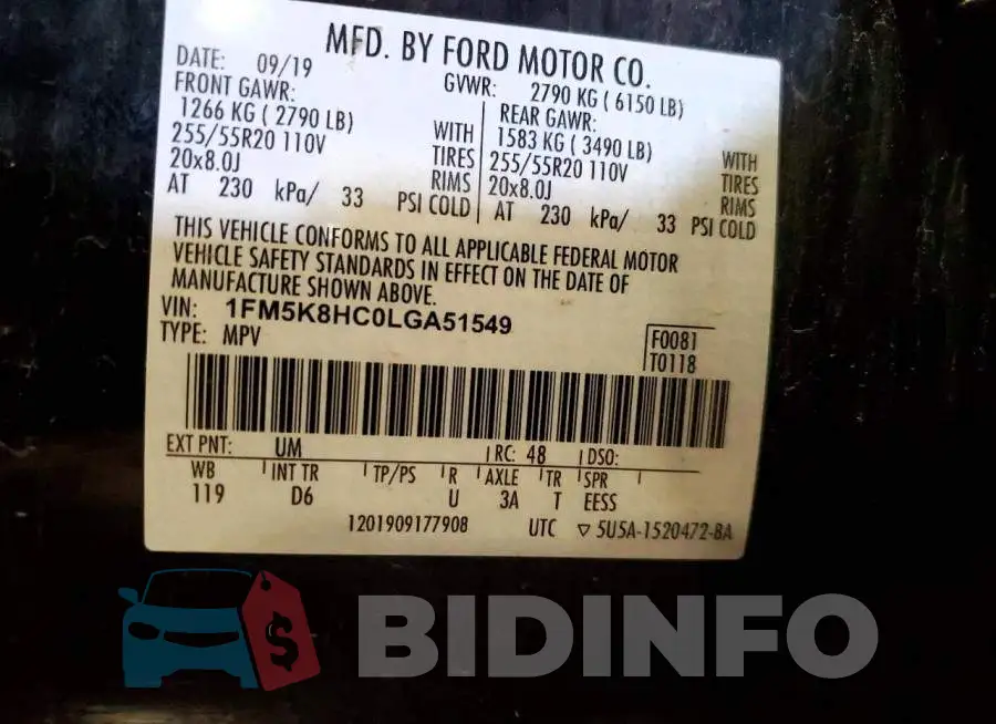 1FM5K8HC0LGA51549 Photo# 13
