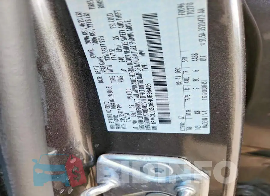 1FMCU0GD6HUE98456 Photo# 14