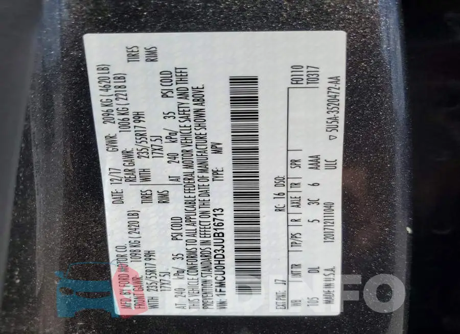 1FMCU0HD3JUB16713 Photo# 13