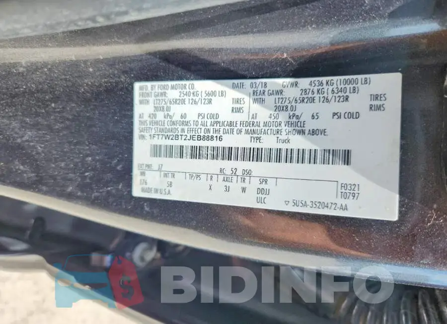 1FT7W2BT2JEB88816 Photo# 12