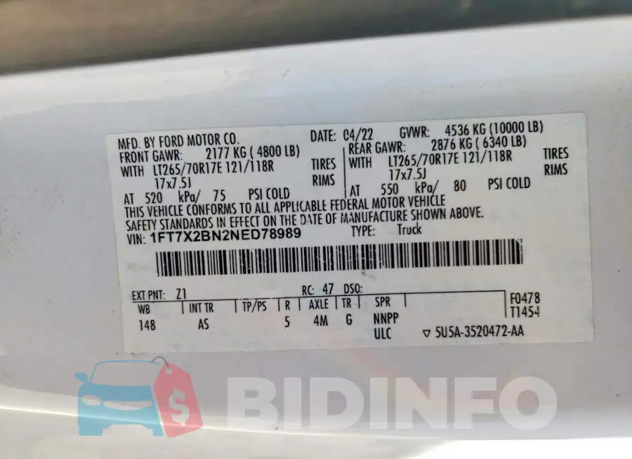 1FT7X2BN2NED78989 Photo# 12