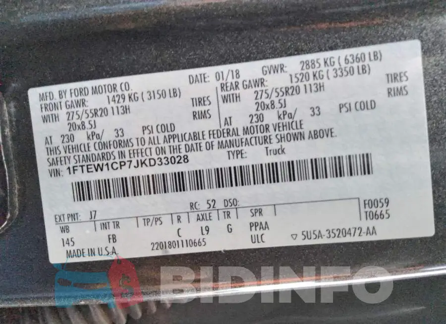 1FTEW1CP7JKD33028 Photo# 13