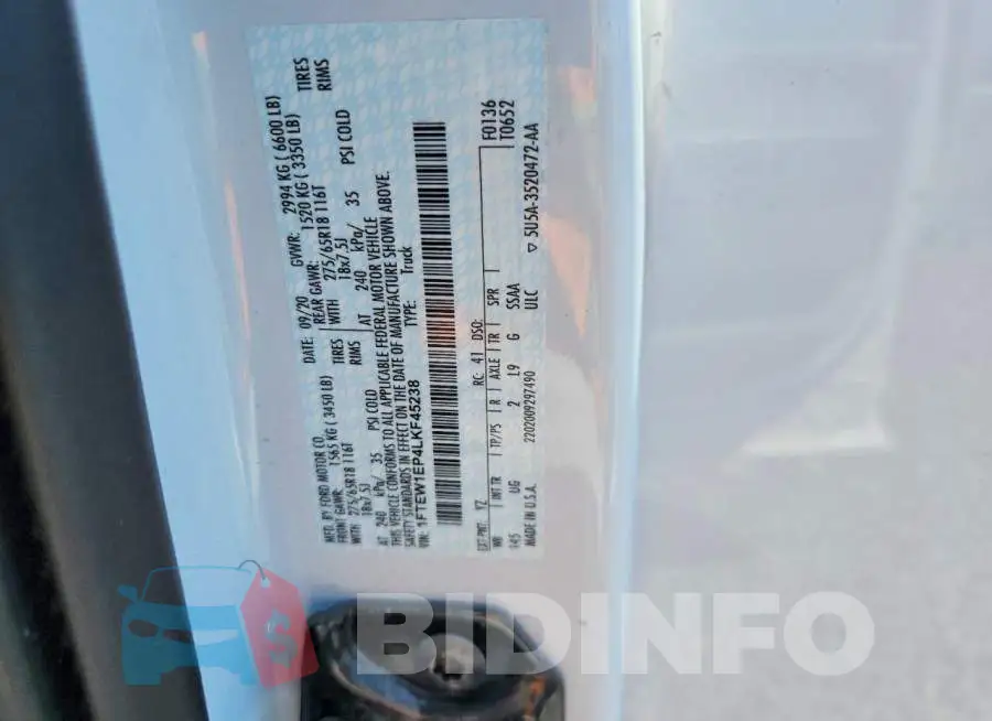 1FTEW1EP4LKF45238 Photo# 12