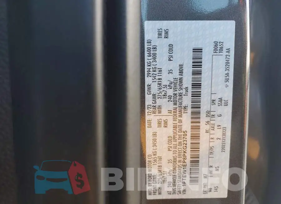 1FTEW1EP8PKG23705 Photo# 12