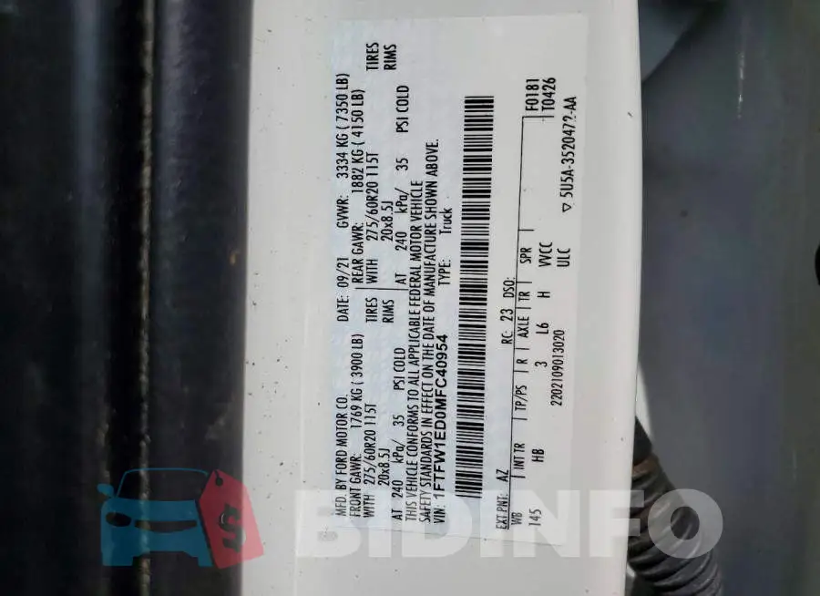 1FTFW1ED0MFC40954 Photo# 12