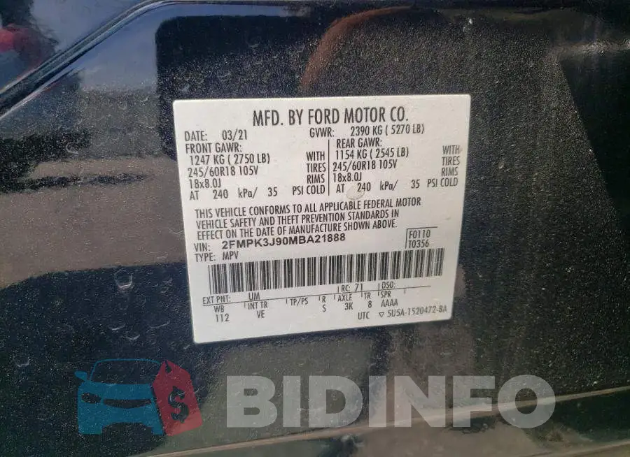 2FMPK3J90MBA21888 Photo# 13