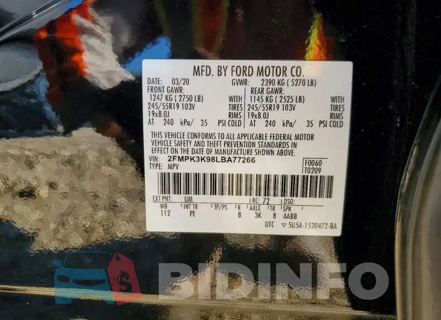 2FMPK3K98LBA77266 Photo# 12