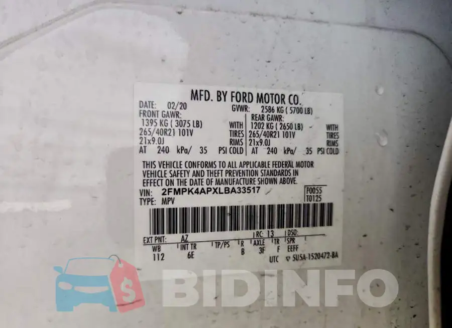 2FMPK4APXLBA33517 Photo# 13