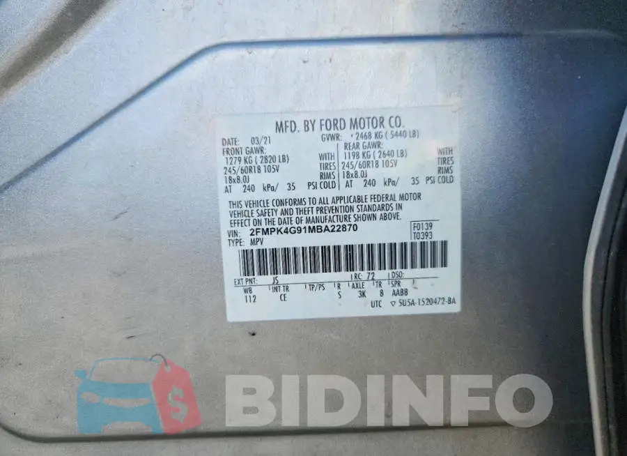 2FMPK4G91MBA22870 Photo# 12