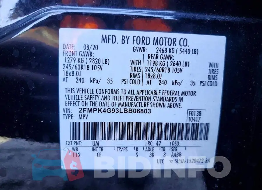 2FMPK4G93LBB06803 Photo# 14