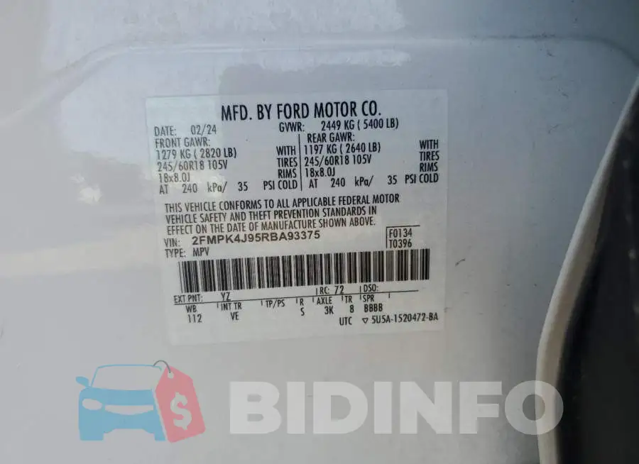 2FMPK4J95RBA93375 Photo# 12