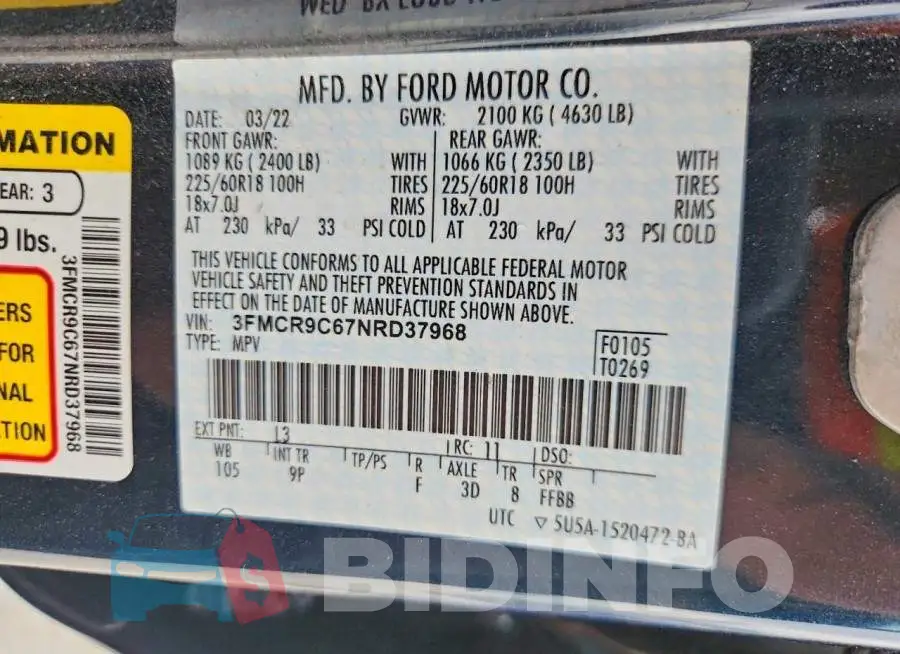 3FMCR9C67NRD37968 Photo# 14