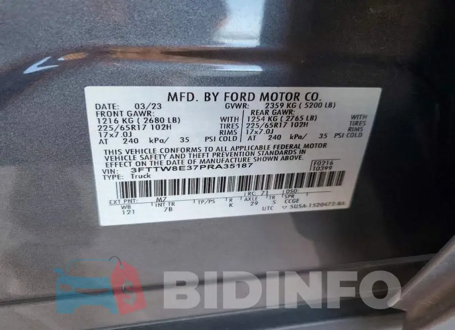 3FTTW8E37PRA35187 Photo# 12