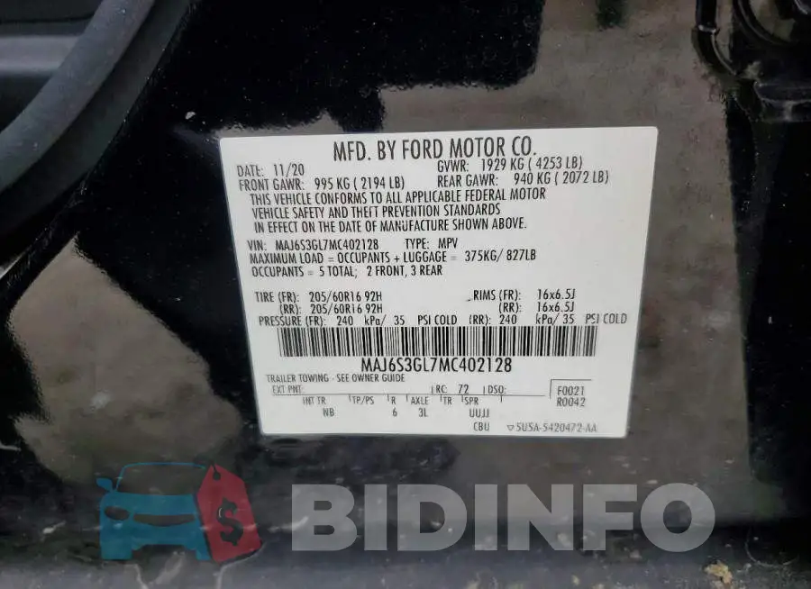 MAJ6S3GL7MC402128 Photo# 13
