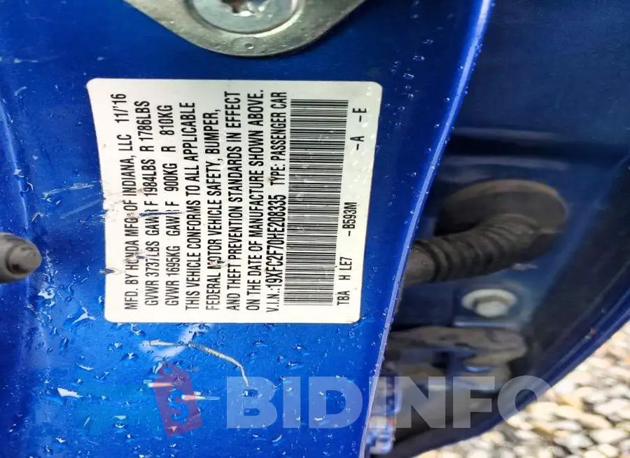 19XFC2F70HE208335 Photo# 12