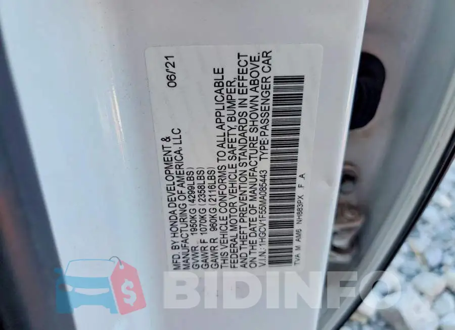 1HGCV1F55MA085443 Photo# 12