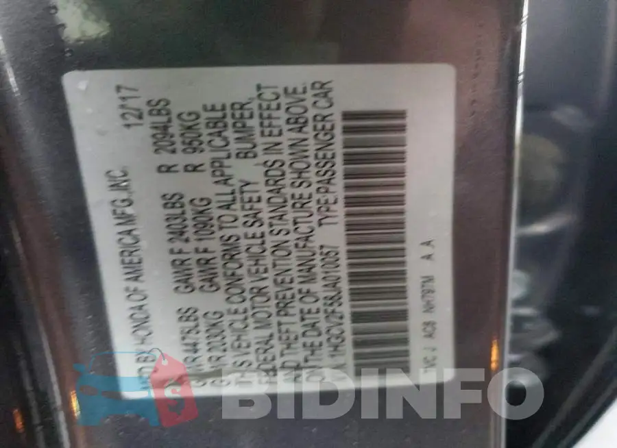 1HGCV2F58JA010057 Photo# 12