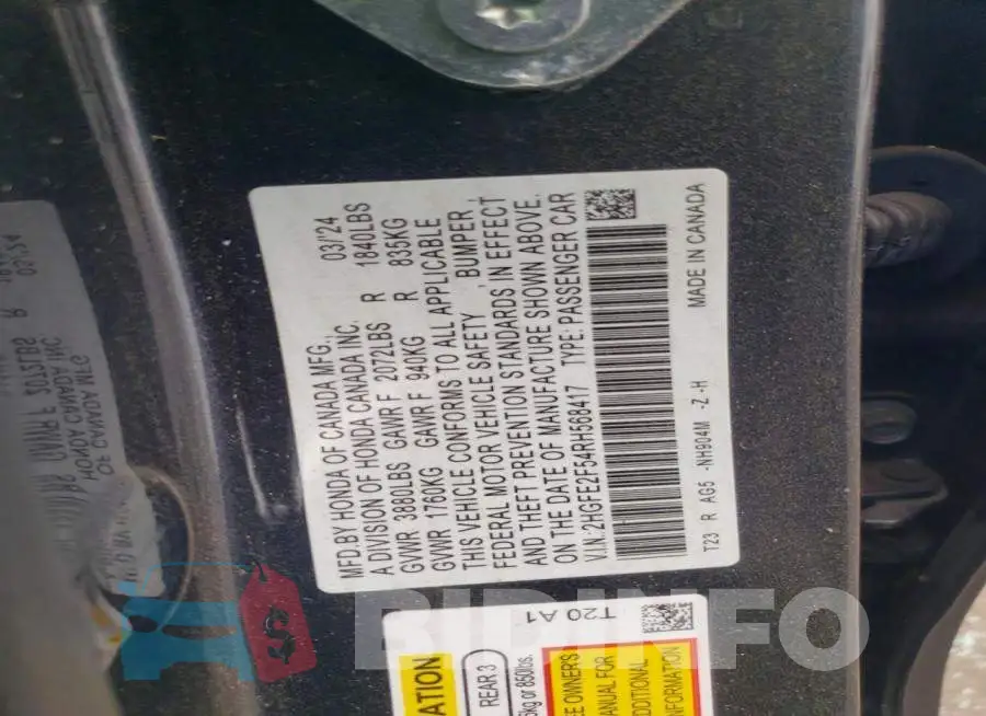 2HGFE2F54RH568417 Photo# 13