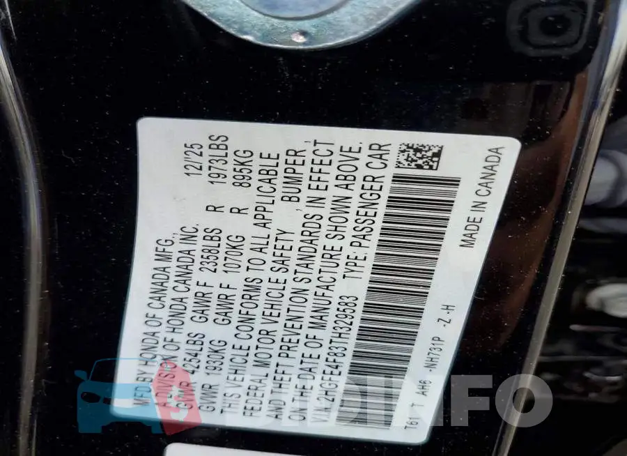 2HGFE4F83TH329583 Photo# 12