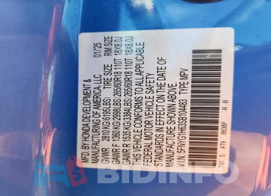 5FNYG1H63SB104483 Photo# 13