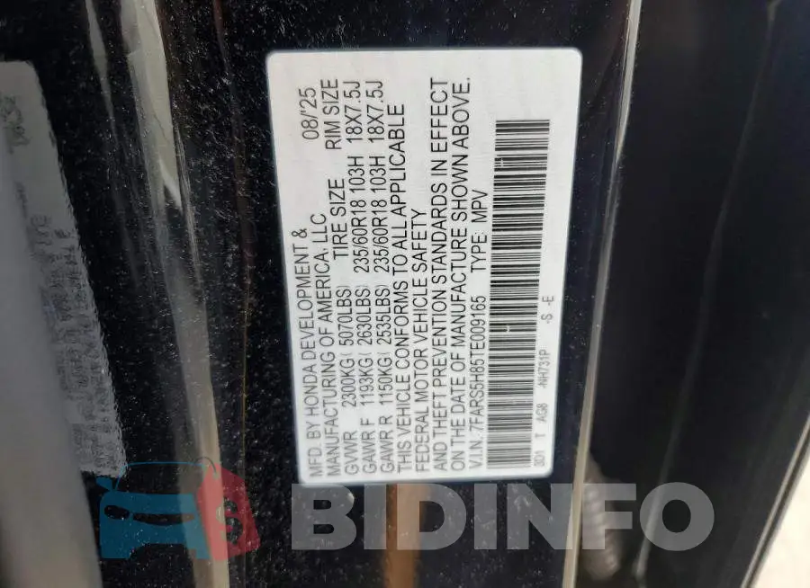 7FARS5H85TE009165 Photo# 14