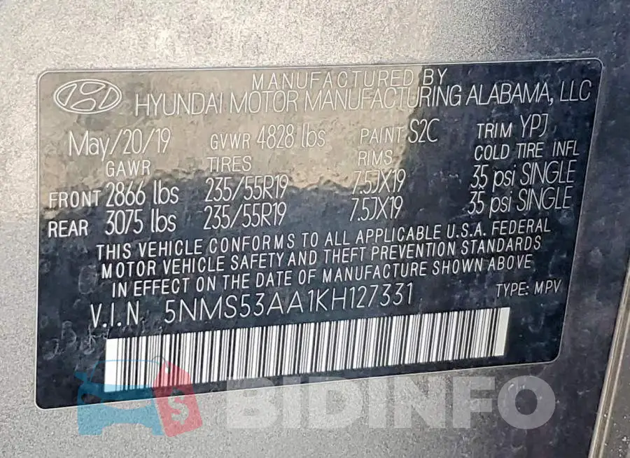 5NMS53AA1KH127331 Photo# 14