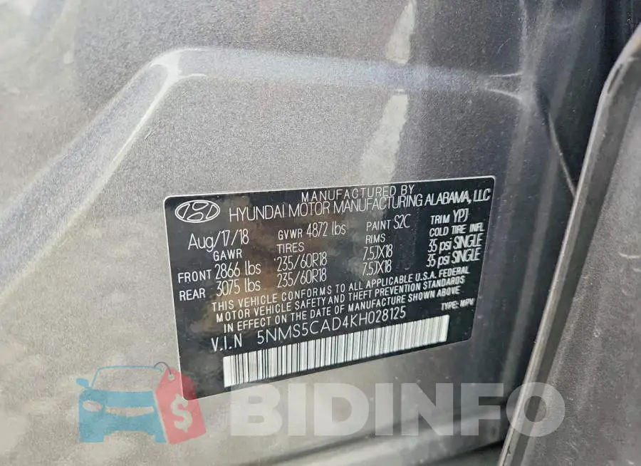 5NMS5CAD4KH028125 Photo# 12