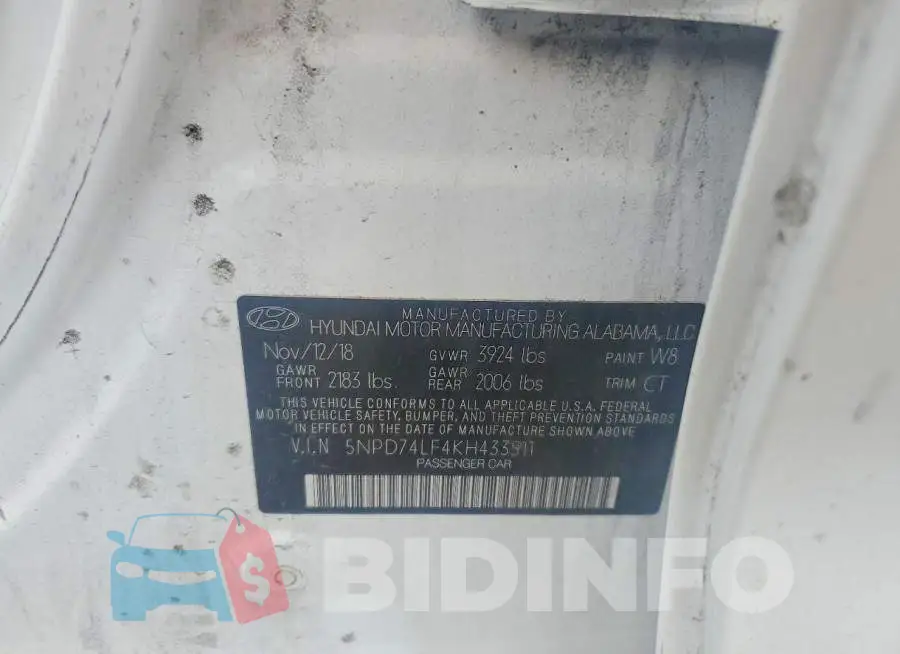 5NPD74LF4KH433511 Photo# 12