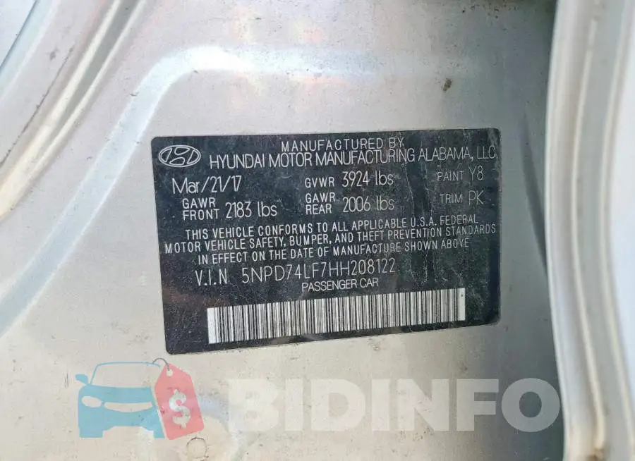 5NPD74LF7HH208122 Photo# 12