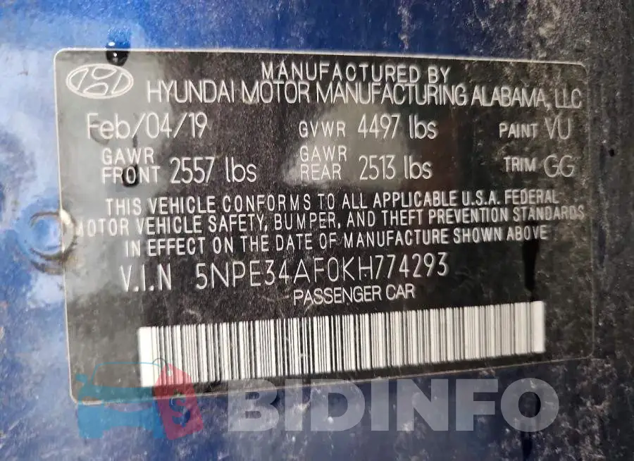 5NPE34AF0KH774293 Photo# 12