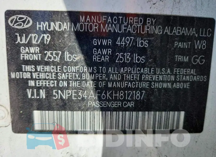 5NPE34AF6KH812187 Photo# 12