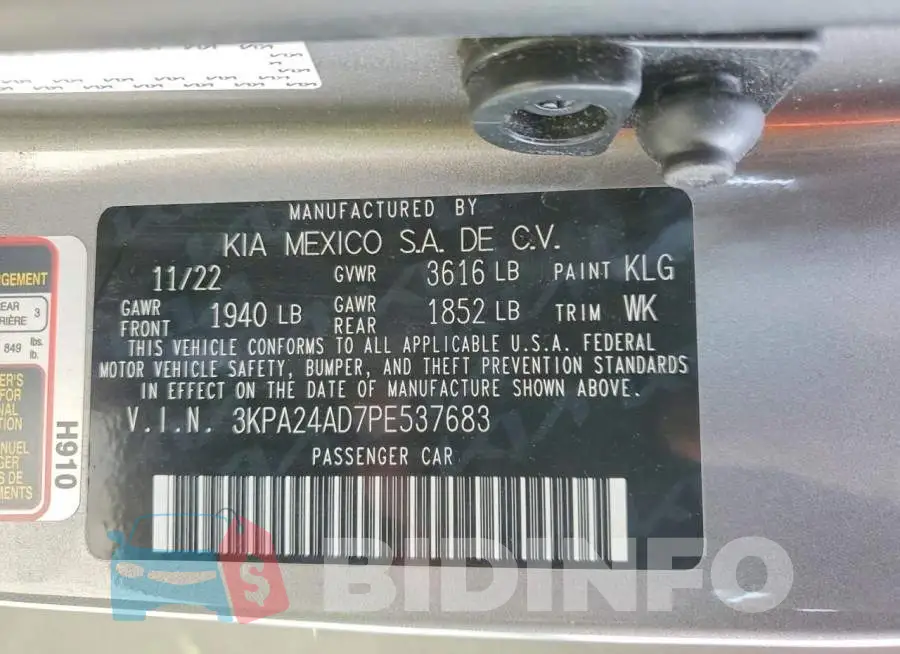 3KPA24AD7PE537683 Photo# 12