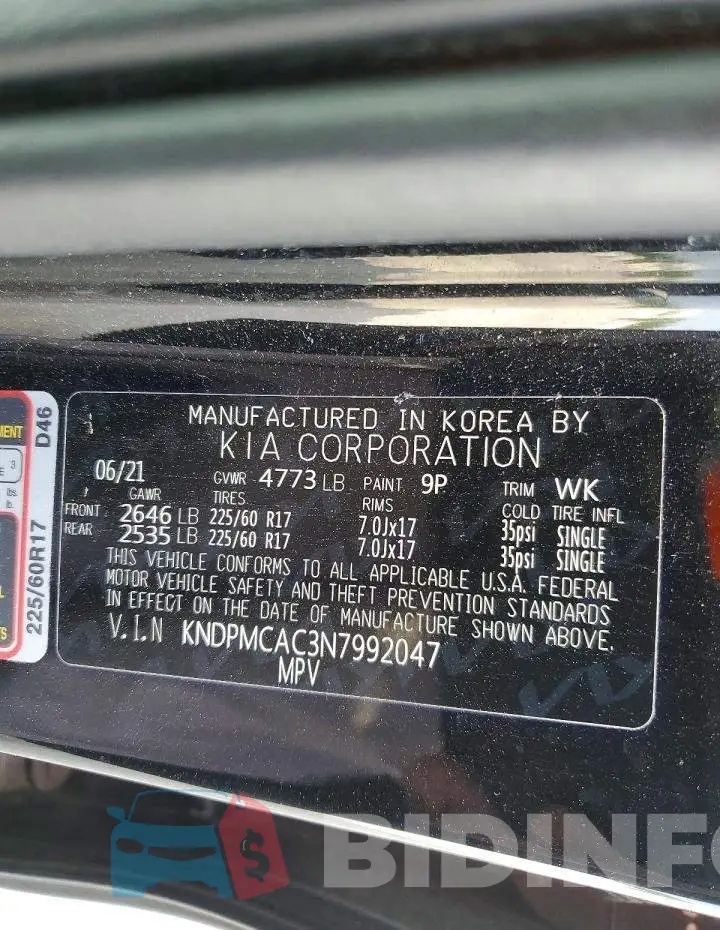 KNDPMCAC3N7992047 Photo# 13