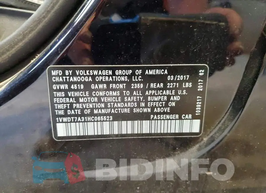 1VWDT7A31HC065523 Photo# 13