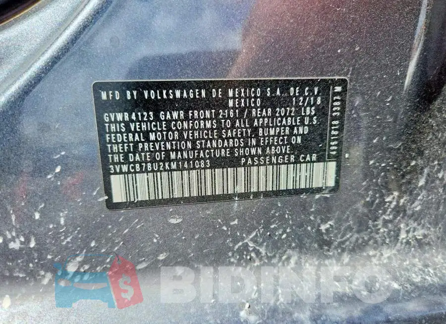 3VWCB7BU2KM141083 Photo# 12