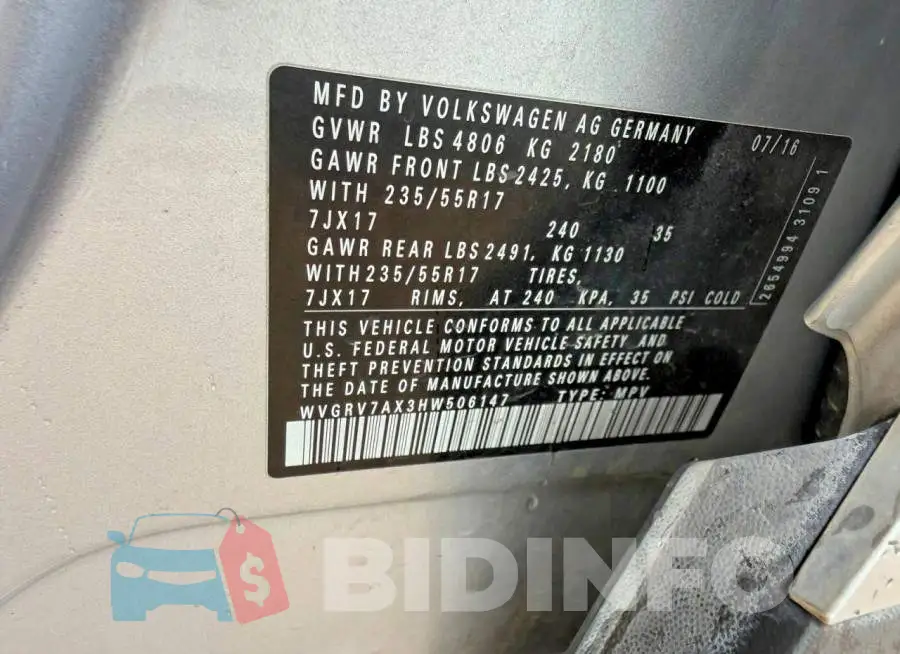 WVGRV7AX3HW506147 Photo# 10