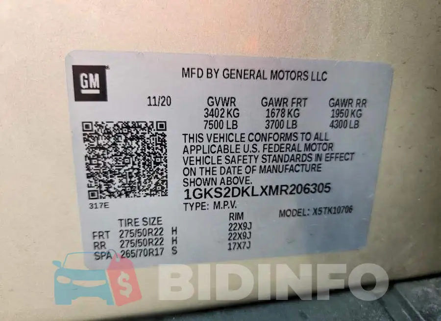1GKS2DKLXMR206305 Photo# 13