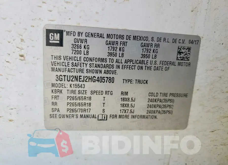 3GTU2NEJ2HG405780 Photo# 12