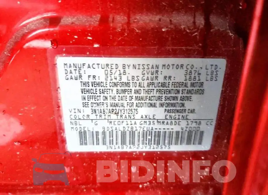 3N1AB7AP2JY312575 Photo# 12