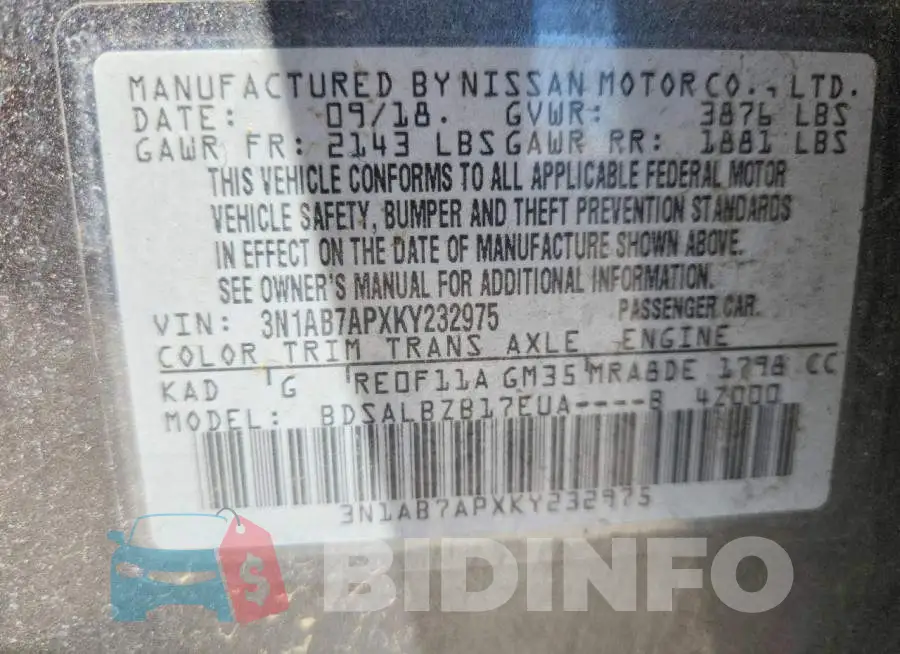 3N1AB7APXKY232975 Photo# 13