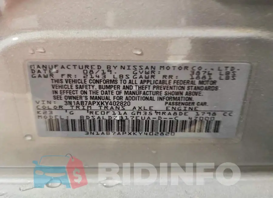 3N1AB7APXKY402820 Photo# 12