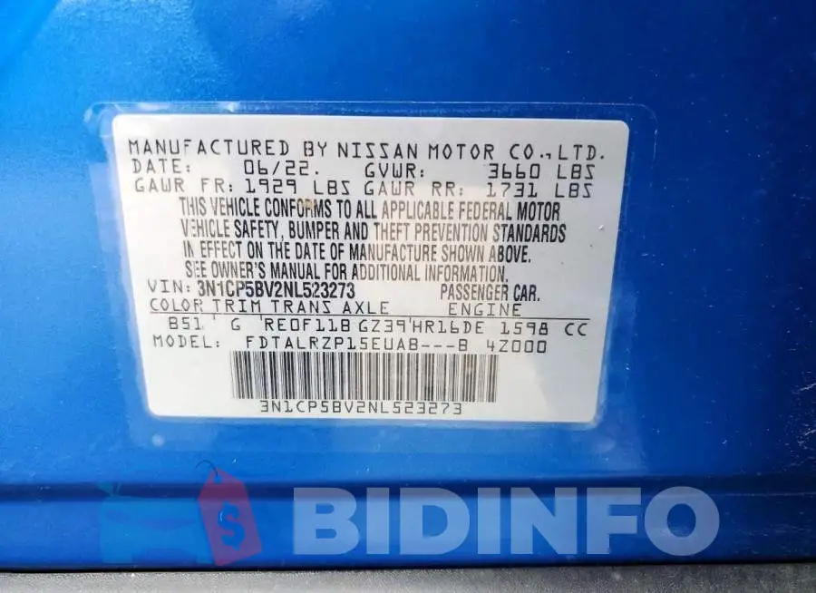 3N1CP5BV2NL523273 Photo# 12