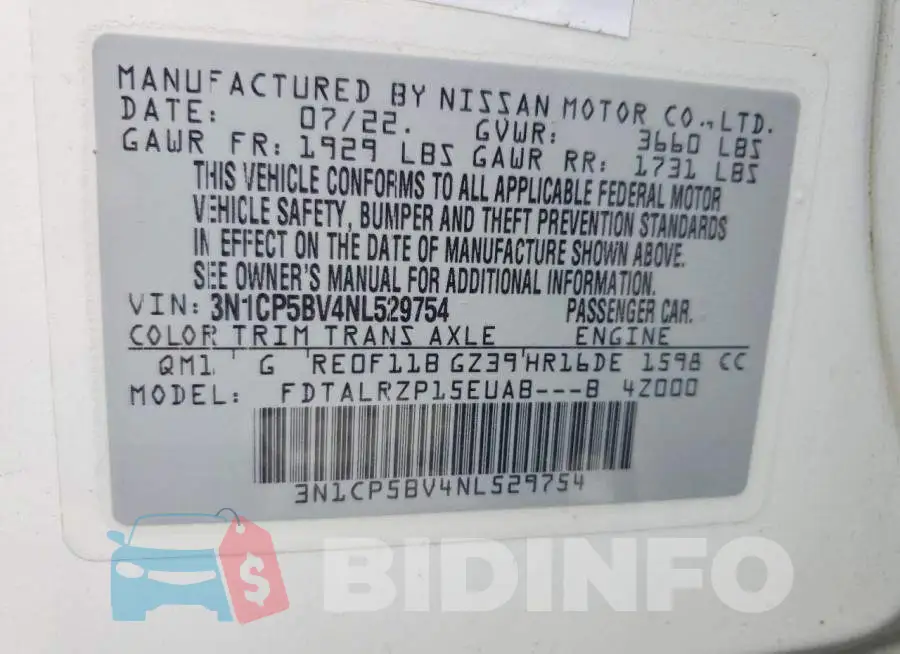 3N1CP5BV4NL529754 Photo# 14