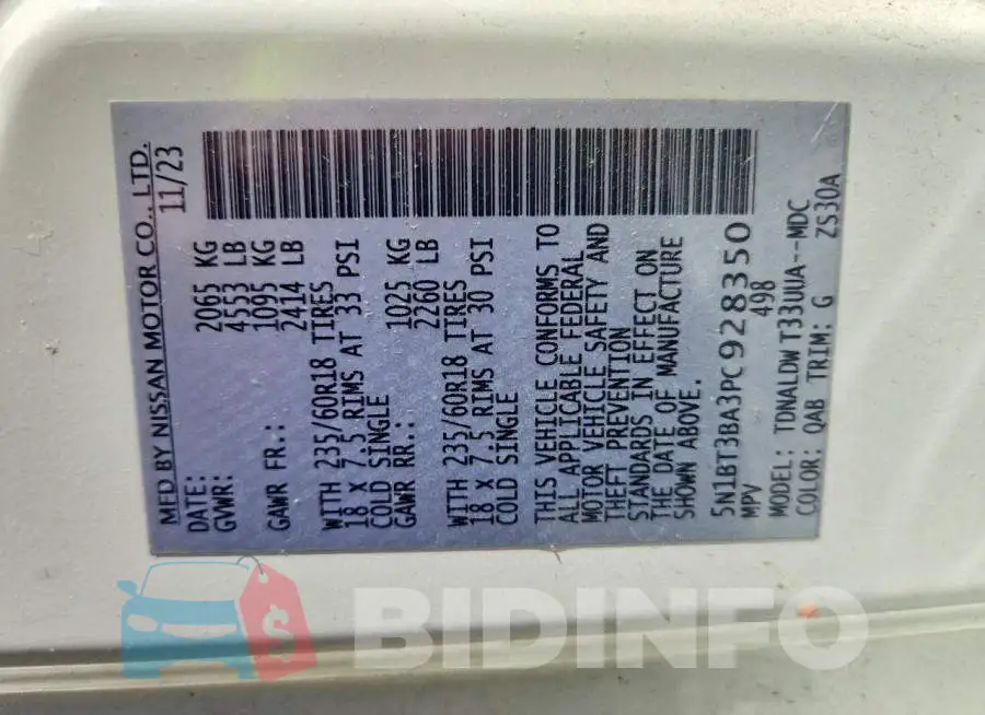 5N1BT3BA3PC928350 Photo# 12