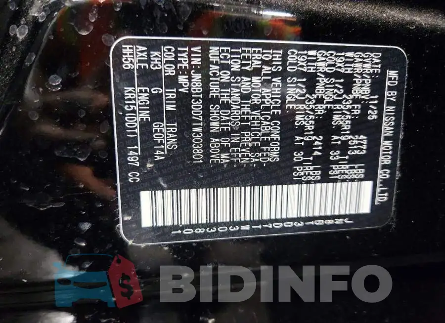 JN8BT3DD7TW303801 Photo# 14